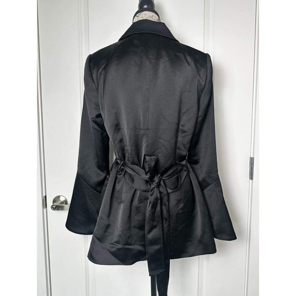 WHBM Satin Black Belted Blazer Size 6 Long Sleeve Formal Jacket NWT - Picture 5 of 9